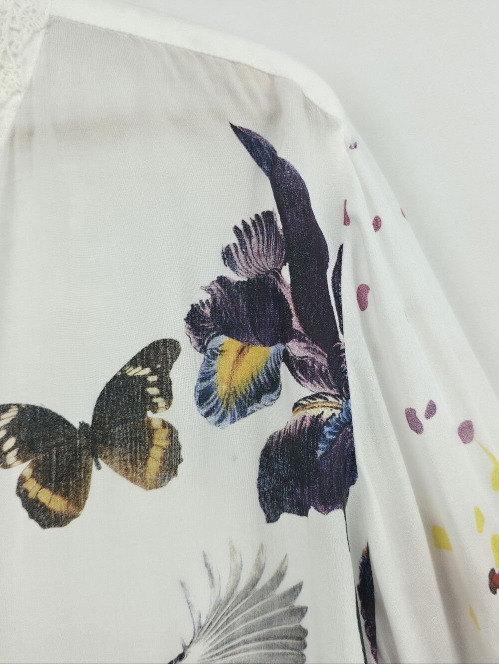 Desigual XL Bird Butterfly Floral Graphic Print Boho Artsy Blouse - Picture 8 of 16